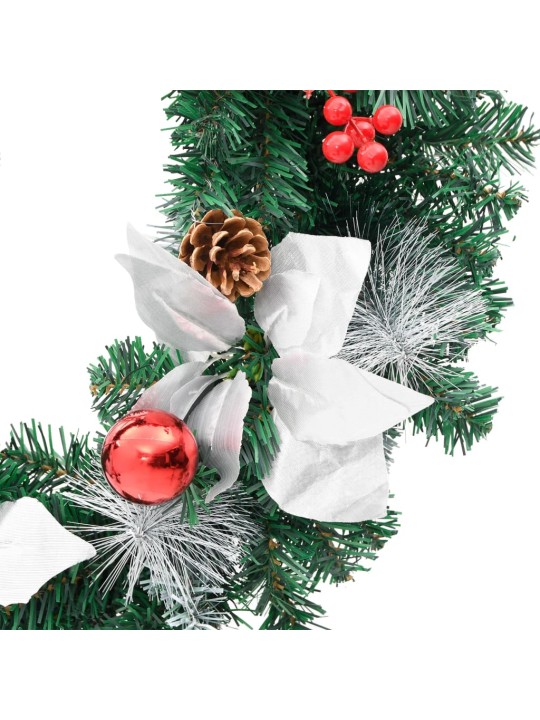 Vánoční věnec s LED diodami zelený 60 cm PVC
