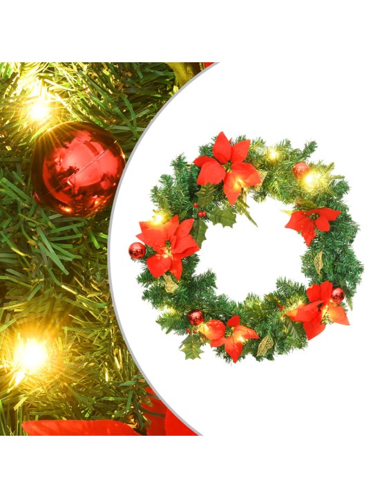 Vánoční věnec s LED diodami zelený 60 cm PVC