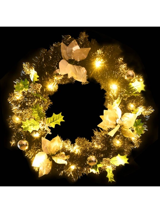 Vánoční věnec s LED diodami černý 60 cm PVC