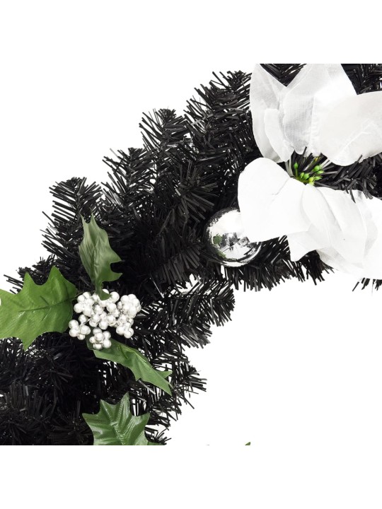 Vánoční věnec s LED diodami černý 60 cm PVC