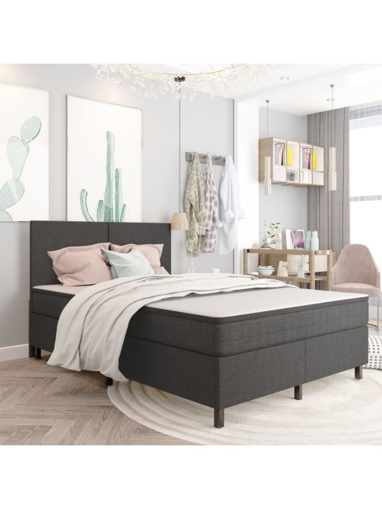 Postel boxspring tmavě šedá textil 180 x 200 cm