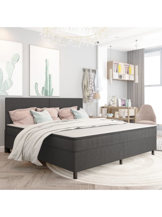 Postel boxspring tmavě šedá textil 200 x 200 cm