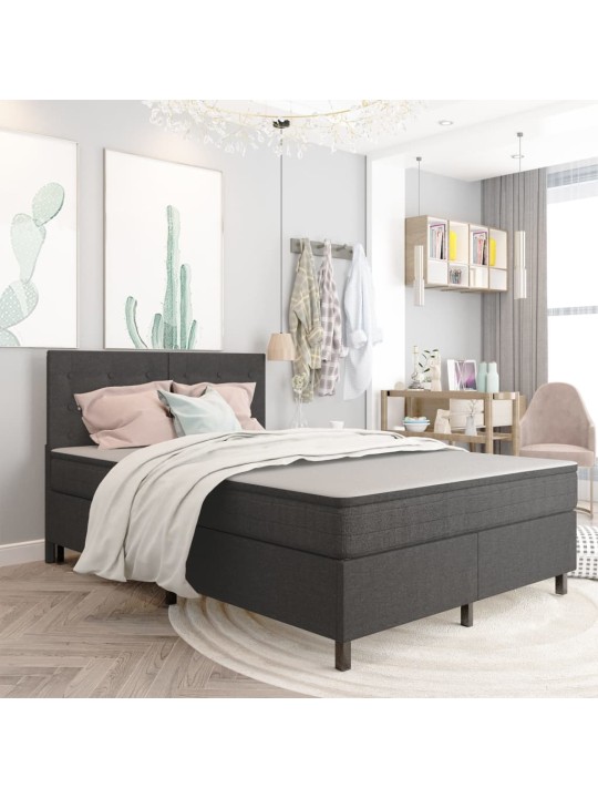 Postel boxspring tmavě šedá textil 140 x 200 cm