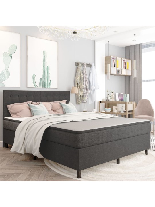 Postel boxspring tmavě šedá textil 160 x 200 cm