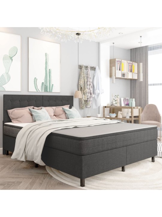 Postel boxspring tmavě šedá textil 180 x 200 cm