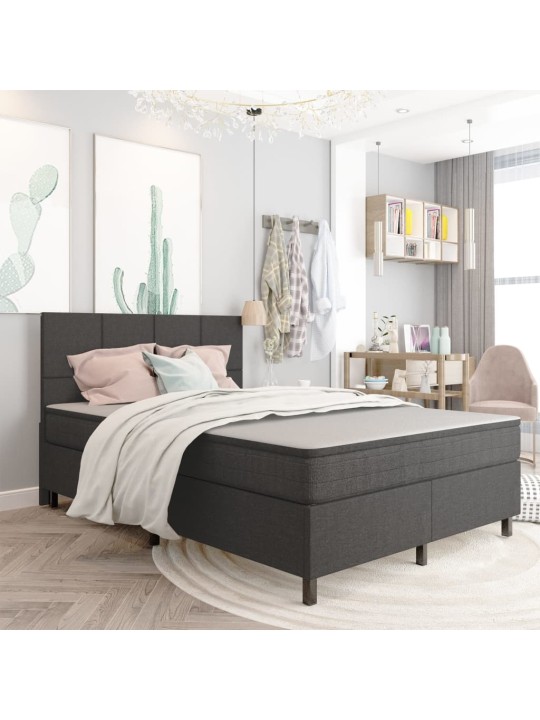 Postel boxspring tmavě šedá textil 140 x 200 cm