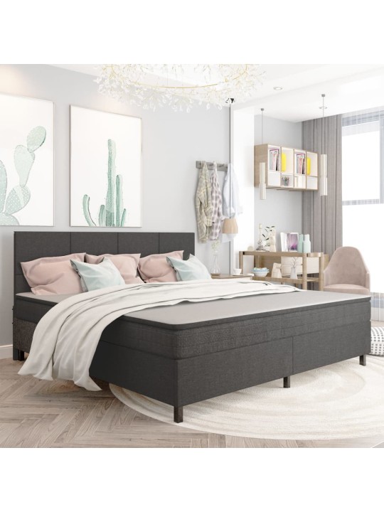 Postel boxspring tmavě šedá textil 200 x 200 cm