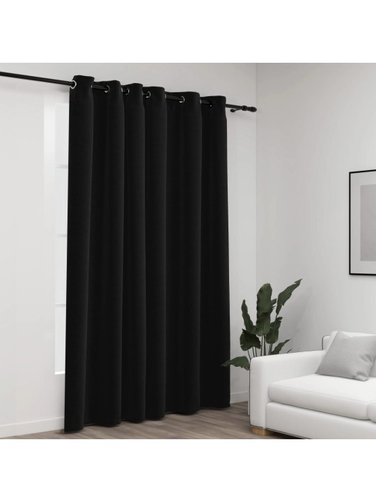 Zatemňovací závěs s kroužky vzhled lnu antracitová 290x245 cm