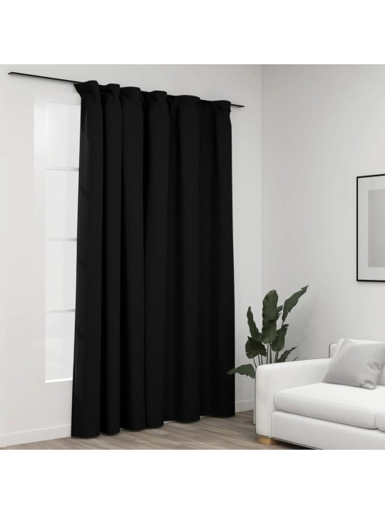 Zatemňovací závěs s háčky vzhled lnu antracitový 290 x 245 cm
