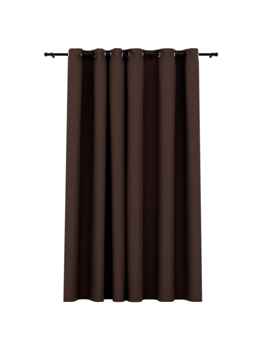Zatemňovací závěs s kroužky vzhled lnu taupe 290 x 245 cm