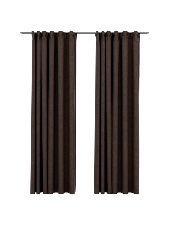Zatemňovací závěsy s háčky vzhled lnu 2 ks taupe 140 x 225 cm