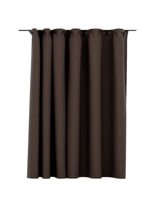 Zatemňovací závěs s háčky vzhled lnu taupe 290 x 245 cm