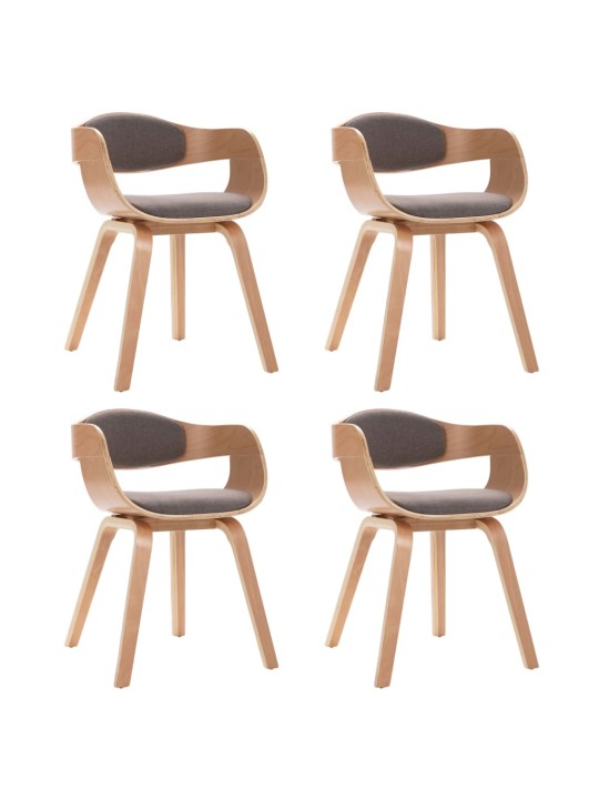 Jídelní židle 4 ks ohýbané dřevo a taupe textil
