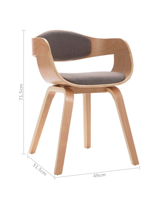 Jídelní židle 4 ks ohýbané dřevo a taupe textil