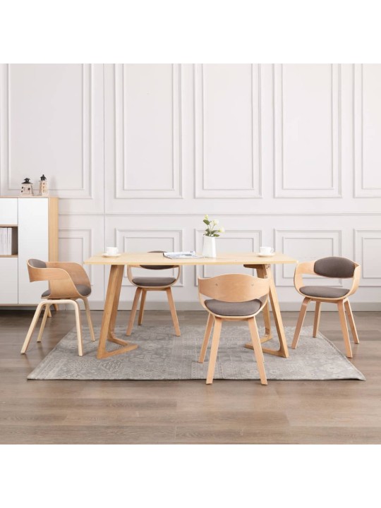 Jídelní židle 4 ks ohýbané dřevo a taupe textil