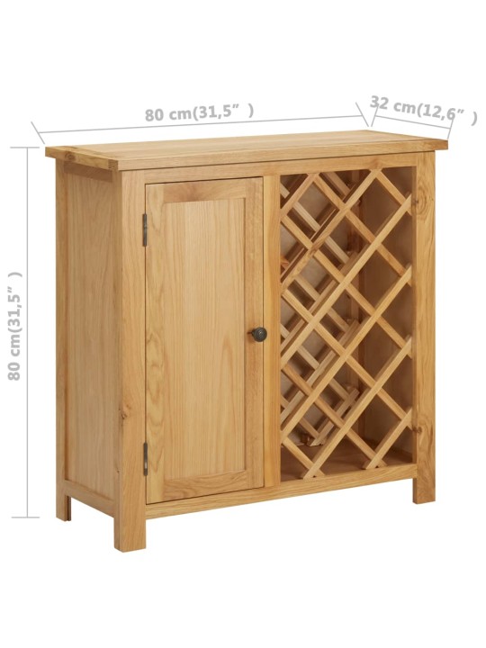 Stojan na víno na 11 lahví 80 x 32 x 80 cm masivní dubové dřevo