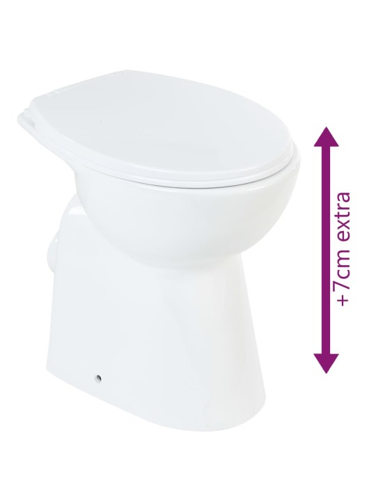 Vysoké WC bez okraje měkké zavírání 7 cm zvýšená výška keramika