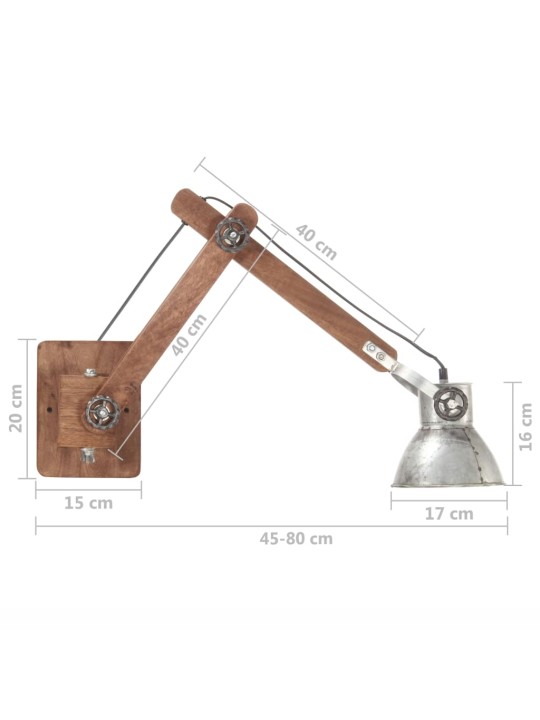 Nástěnná lampa industriální styl stříbrná kulatá E27
