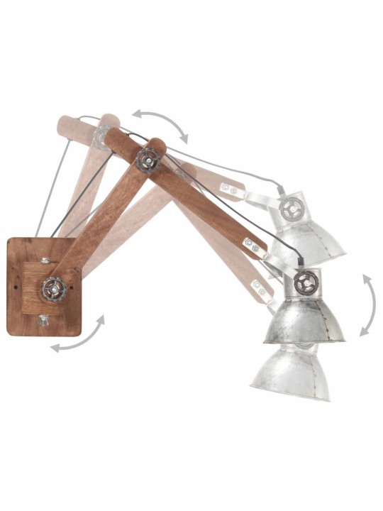 Nástěnná lampa industriální styl stříbrná kulatá E27