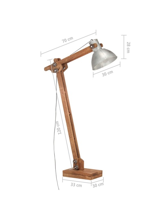Stojací lampa stříbrná masivní mangovníkové dřevo E27