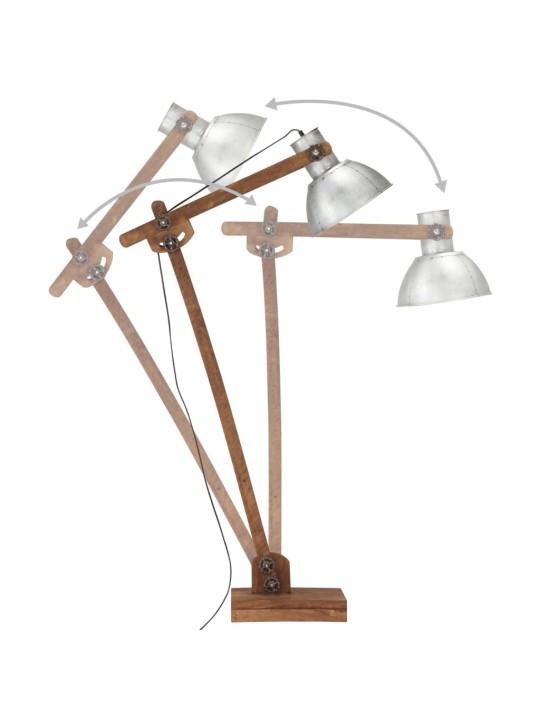 Stojací lampa stříbrná masivní mangovníkové dřevo E27