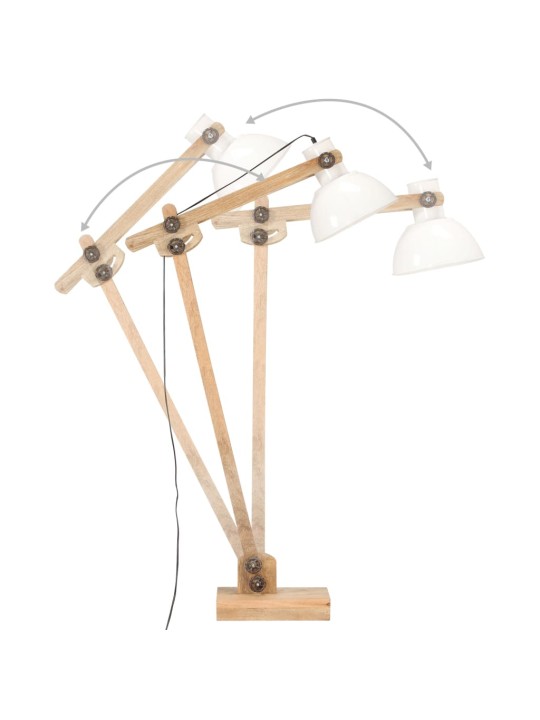 Stojací lampa bílá masivní mangovníkové dřevo e27