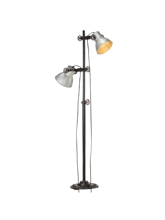 Podlahová lampa se 2 svítidly stříbrná E27 litina