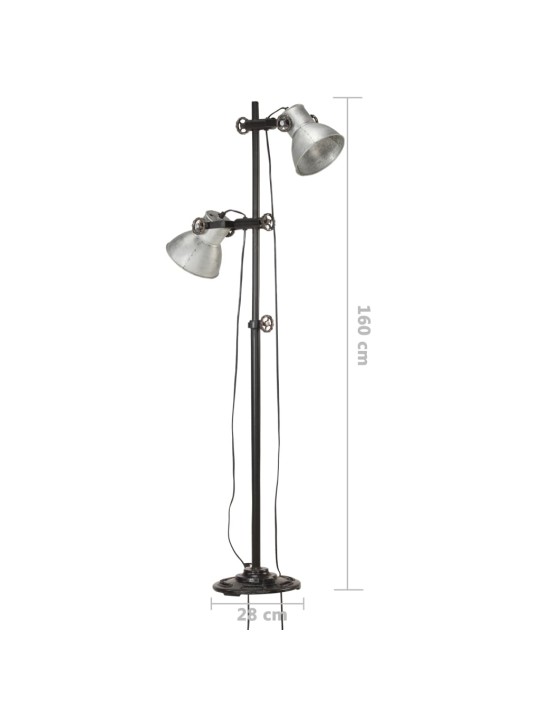 Podlahová lampa se 2 svítidly stříbrná E27 litina
