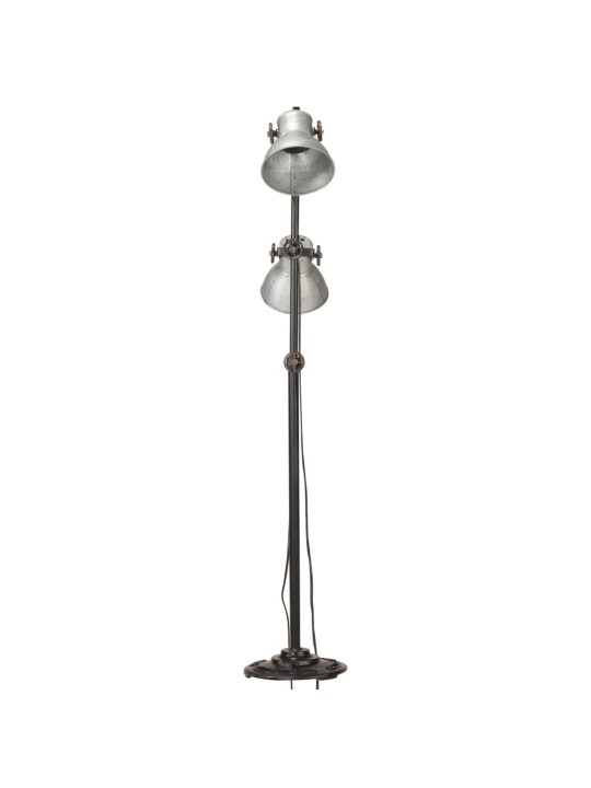Podlahová lampa se 2 svítidly stříbrná E27 litina