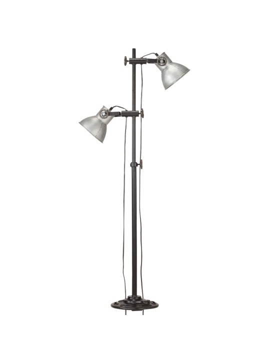 Podlahová lampa se 2 svítidly stříbrná E27 litina