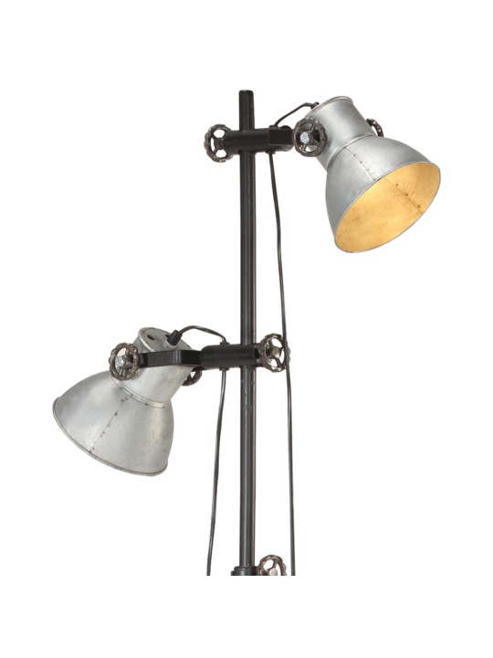 Podlahová lampa se 2 svítidly stříbrná E27 litina