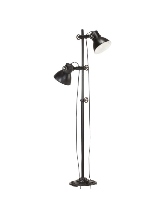 Podlahová lampa se 2 svítidly černá E27 litina