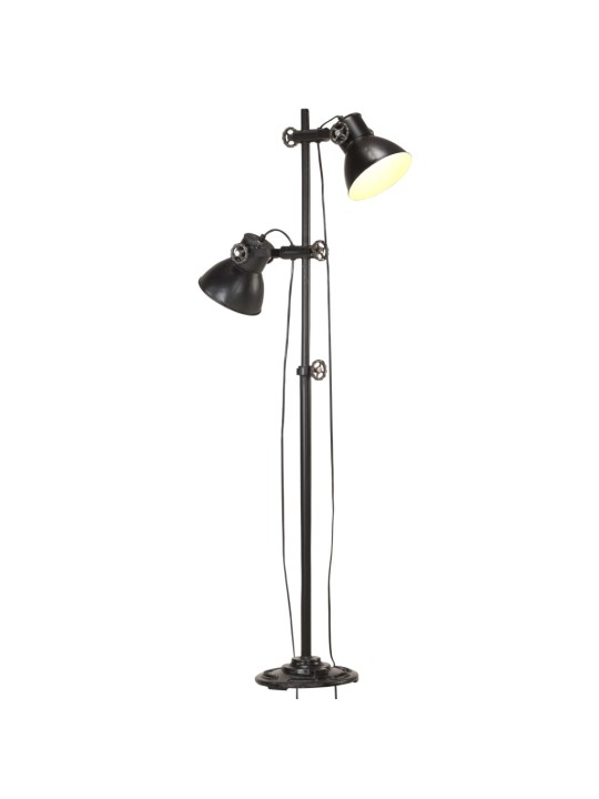 Podlahová lampa se 2 svítidly černá E27 litina