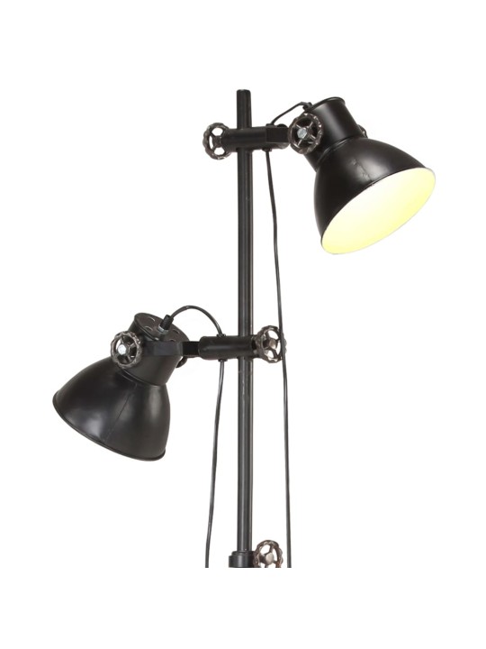 Podlahová lampa se 2 svítidly černá E27 litina