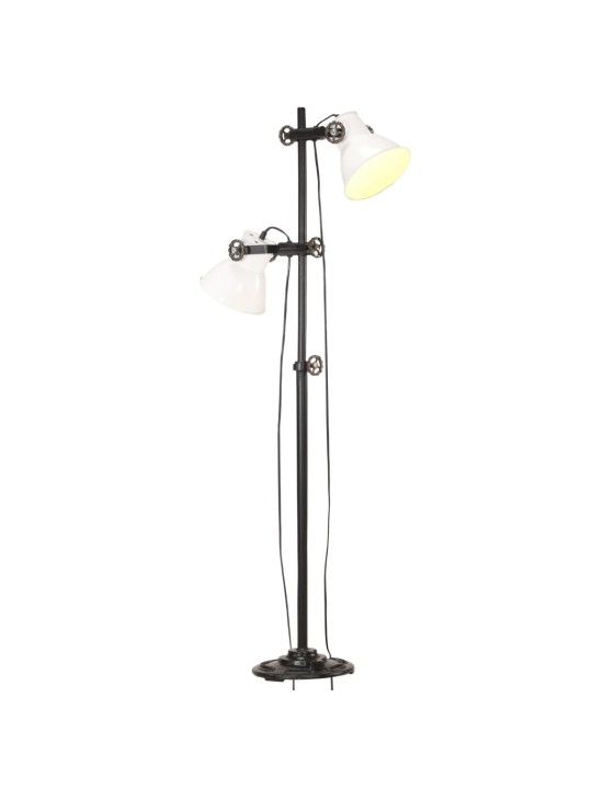 Podlahová lampa se 2 svítidly bílá E27 litina