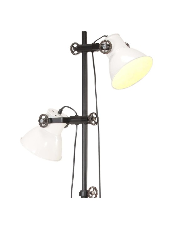 Podlahová lampa se 2 svítidly bílá E27 litina