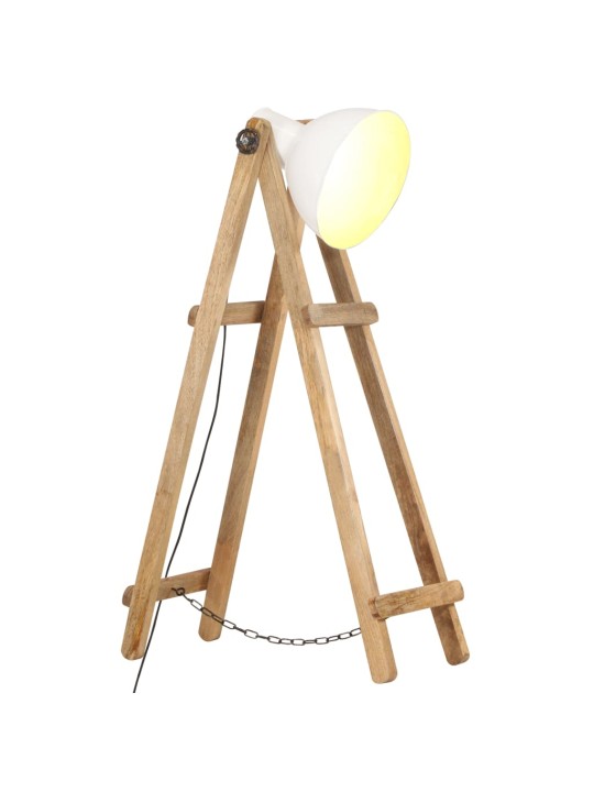 Stojací lampa bílá E27 masivní mangovníkové dřevo