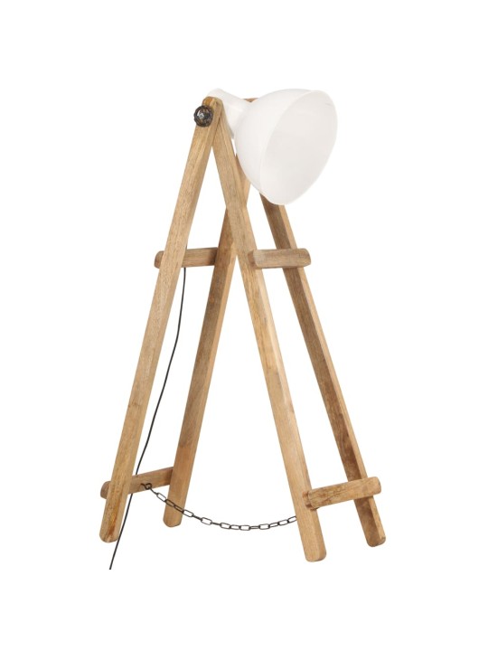 Stojací lampa bílá E27 masivní mangovníkové dřevo