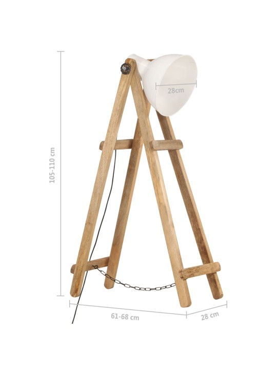 Stojací lampa bílá E27 masivní mangovníkové dřevo