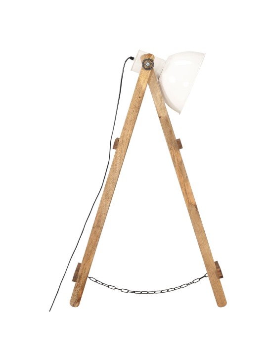 Stojací lampa bílá E27 masivní mangovníkové dřevo