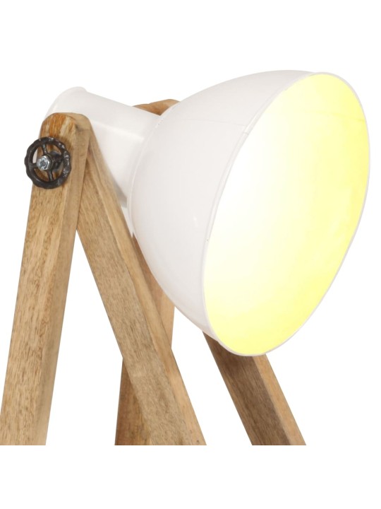 Stojací lampa bílá E27 masivní mangovníkové dřevo