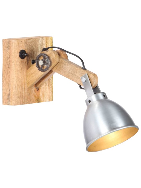 Nástěnná lampa e27 stříbrná masivní mangovníkové dřevo a železo