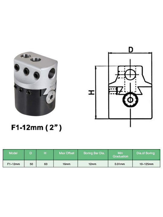 15dílný set vyvrtávacích bitů 50 mm vyvrtávací hlava MT3-F1-12