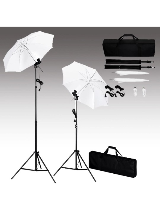 Foto studio set s fotopozadím, osvětlením a deštníky