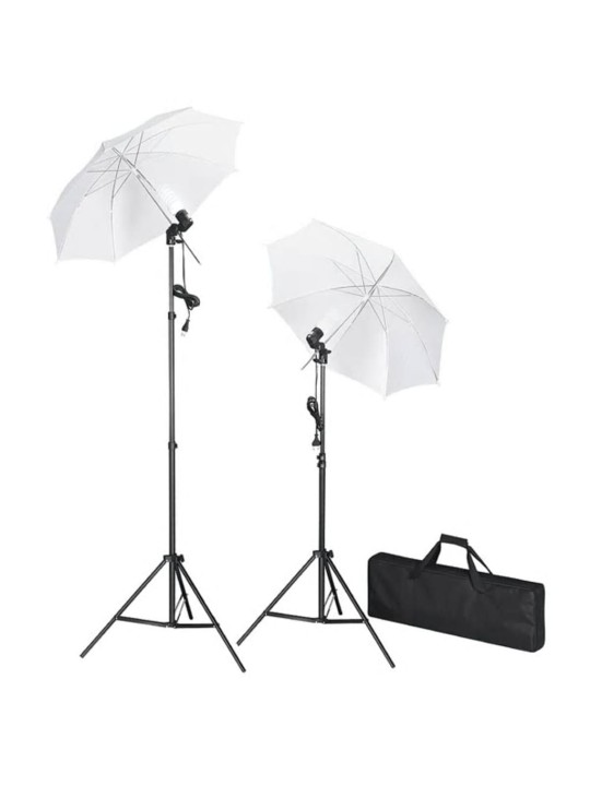 Foto studio set s fotopozadím, osvětlením a deštníky