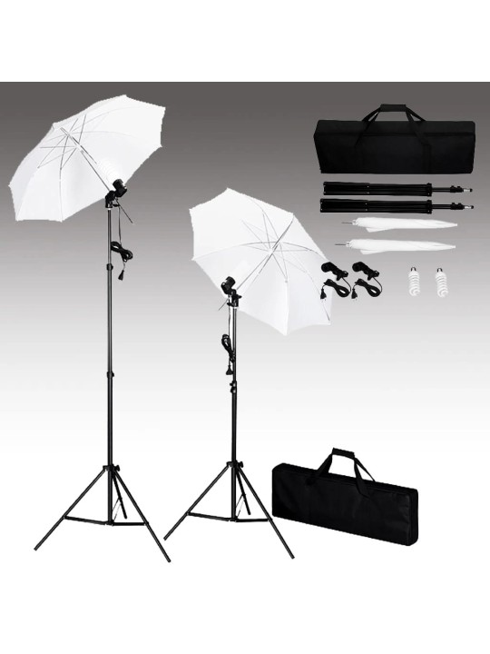 Foto studio set s fotopozadím, osvětlením a deštníky