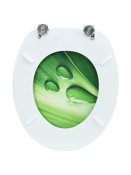 WC sedátko s víkem MDF zelené motiv vodních kapek