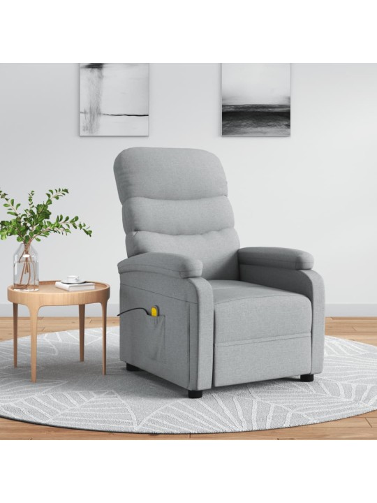Masážní křeslo světle šedé textil