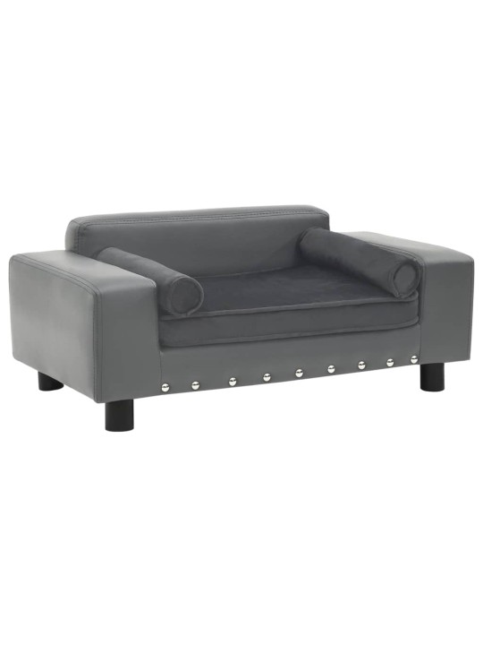 Pohovka pro psy šedá 81 x 43 x 31 cm plyš a umělá kůže