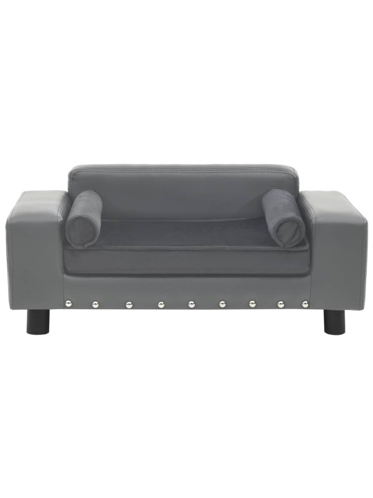 Pohovka pro psy šedá 81 x 43 x 31 cm plyš a umělá kůže